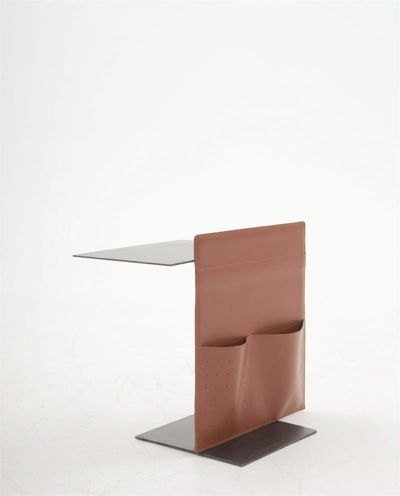 Custom-Metal-Side-Table-with-Leather-Pocket-JLC-Furniture