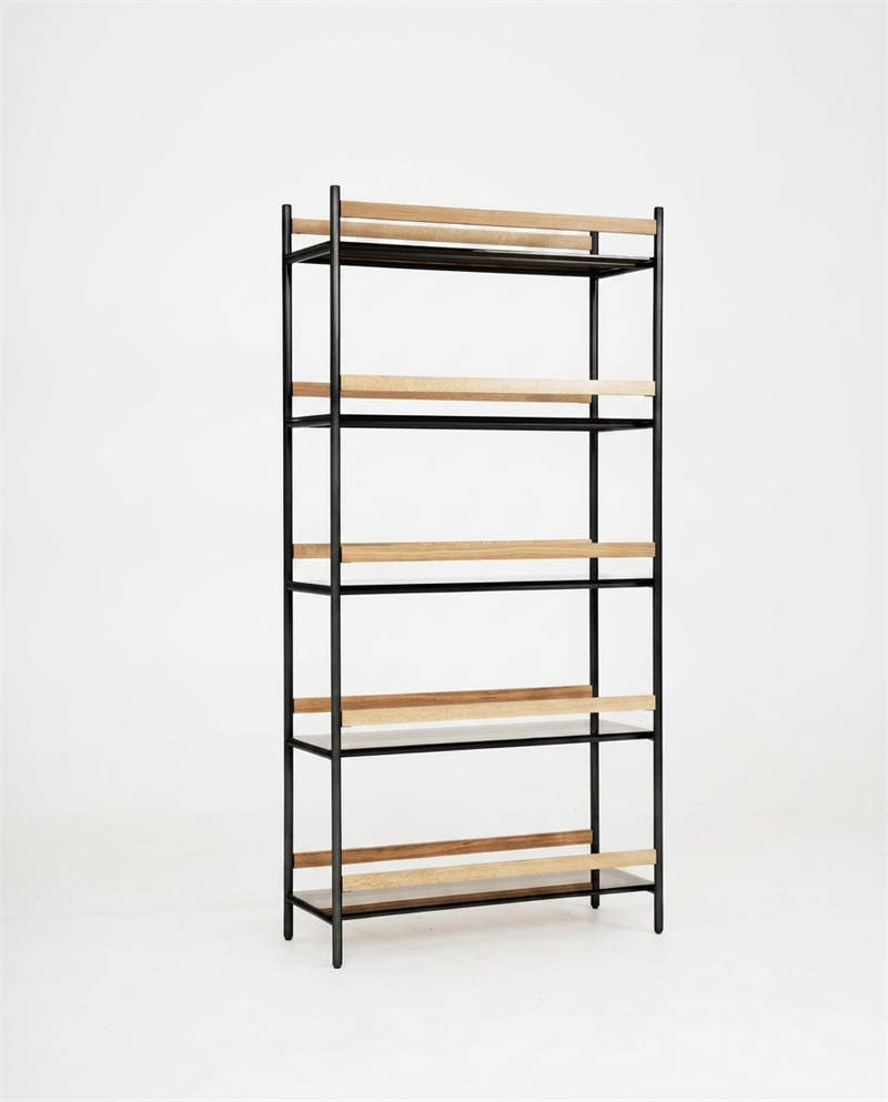 Custom-Solid-Oak-Bookshelf-with-Steel-Frame-Tinted-Glass-JLC-Furniture
