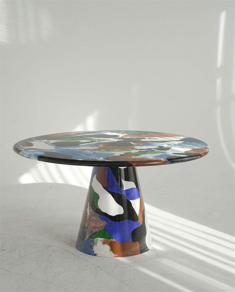 Art Resin Dining Table | Solid Wood Top & Birch Legs